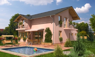 Two-generation multi-storey house with a gable roof.